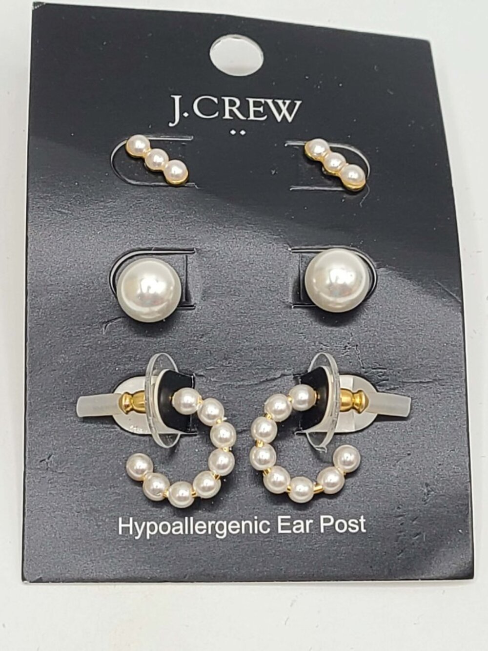 J Crew set of 3 pearl earring sets NWT